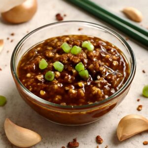 Garlic herb seasoning with tarragon sauce and soy butter sauce