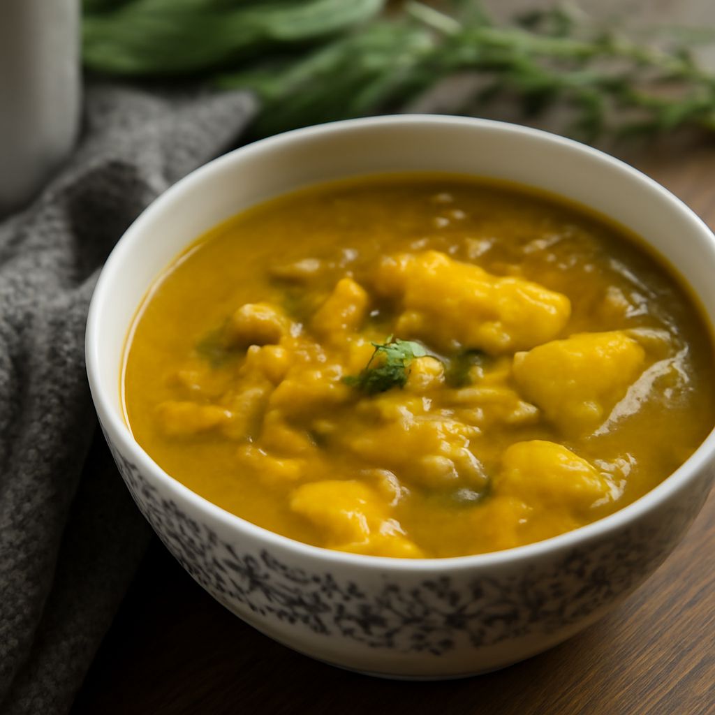 Jamaican pumpkin soup and pumpkin ravioli sauce
