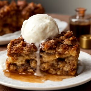 Delicious bread pudding with bourbon sauce and whiskey sauce variations