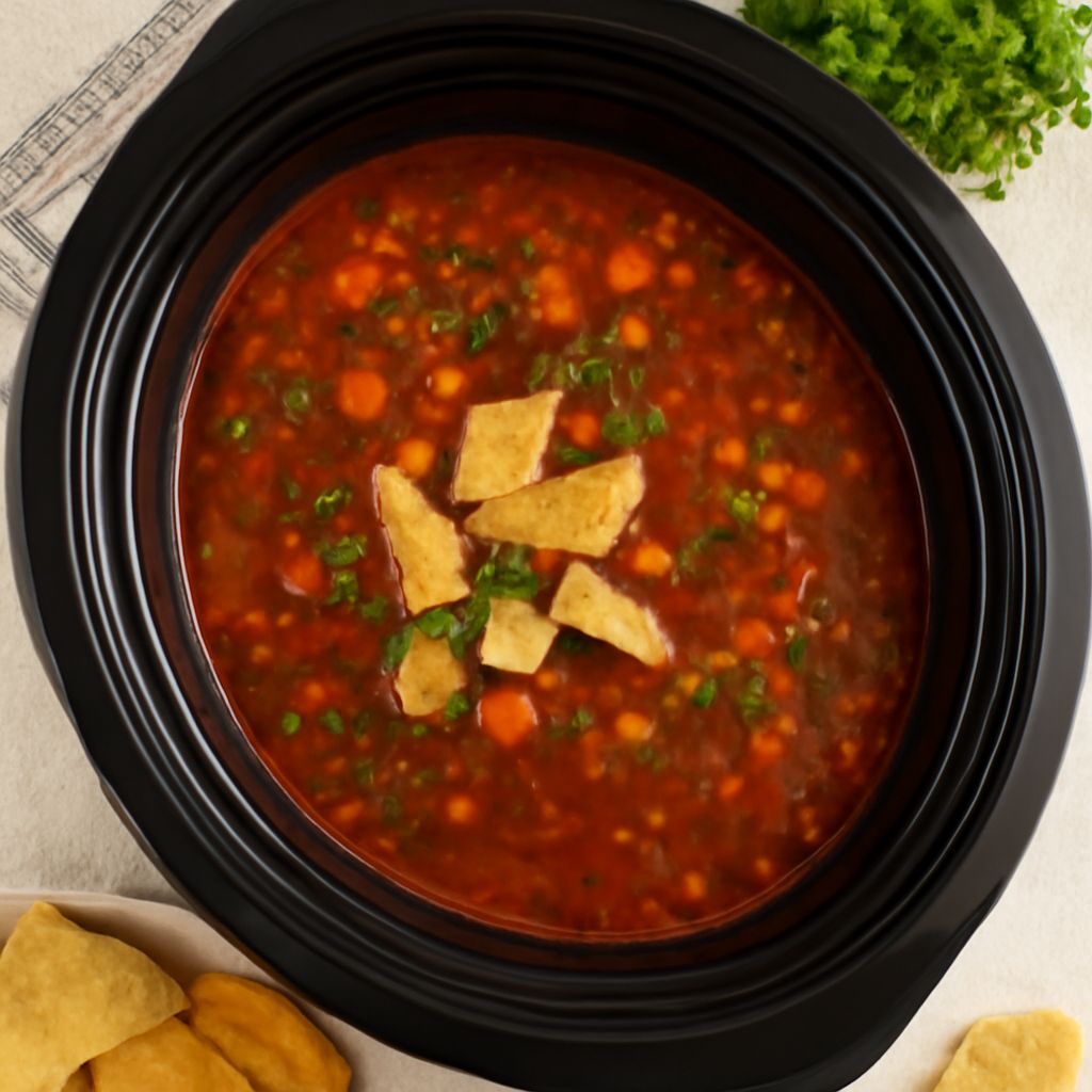 Recipe for chicken tortilla soup using crock pot and slow cooker