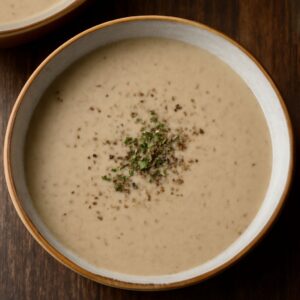 Delicious mushroom leek soup and leek and mushroom soup