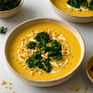 Delicious pumpkin soup with coconut milk, a healthy choice