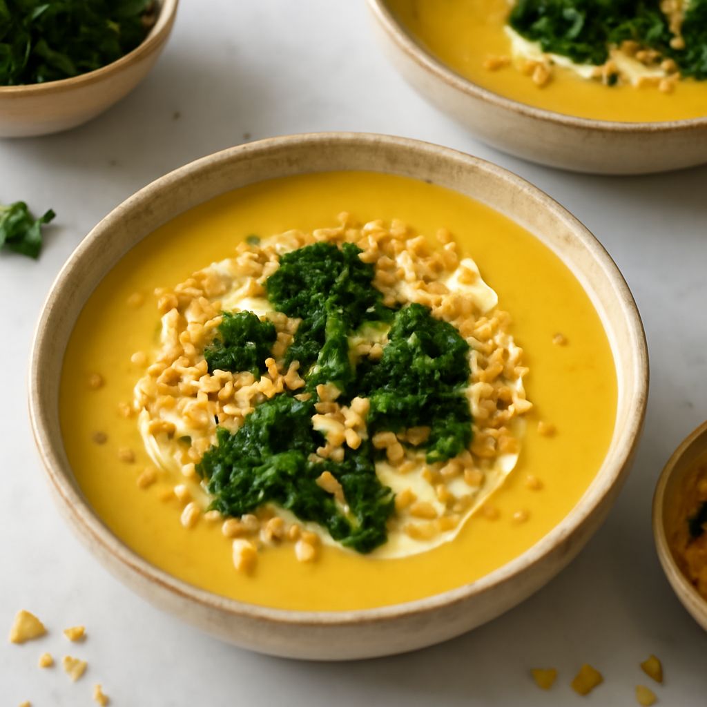 Delicious pumpkin soup with coconut milk, a healthy choice