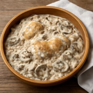 Baked chicken and meatloaf with cream of mushroom soup