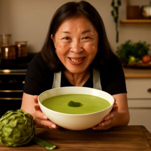 Artichoke soup and artichoke butter dipping sauce