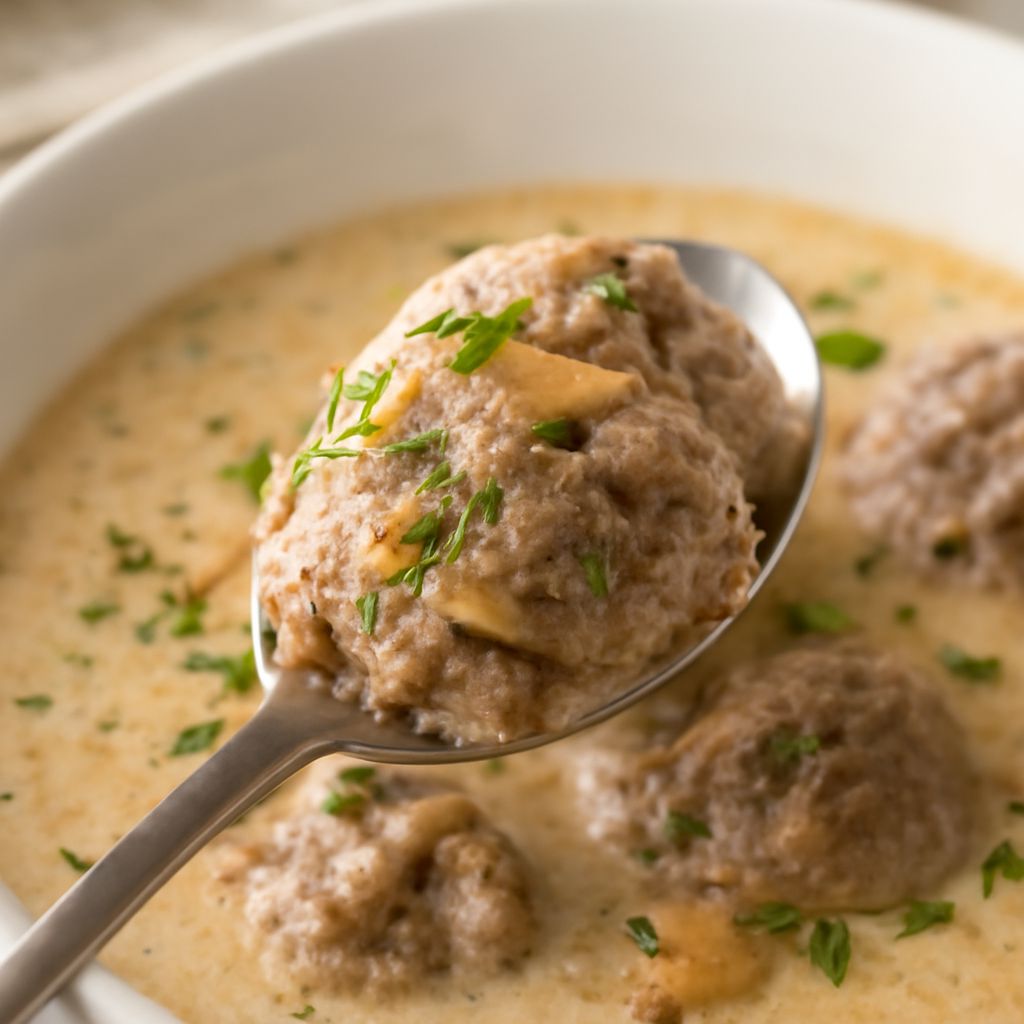 Swedish meatballs and frozen meatballs with cream of mushroom soup