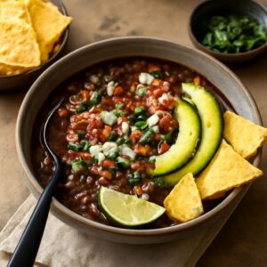 Mexican black bean soup with Cuban garbanzo bean soup