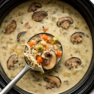 wild rice soup and kale soup in crock pot