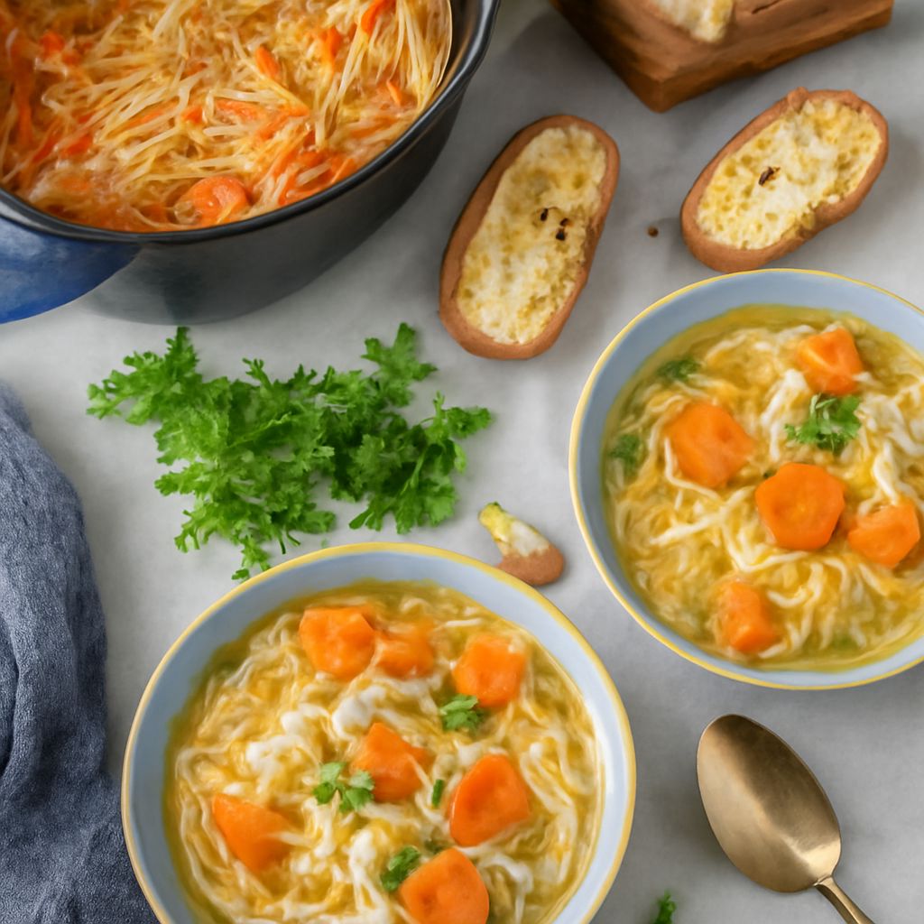 Asian chicken noodle soup with dumplings and delivery options
