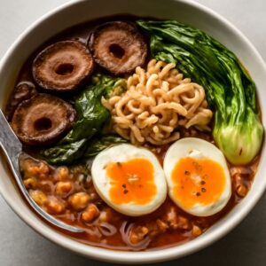 Asian noodle sauce and homemade egg noodles