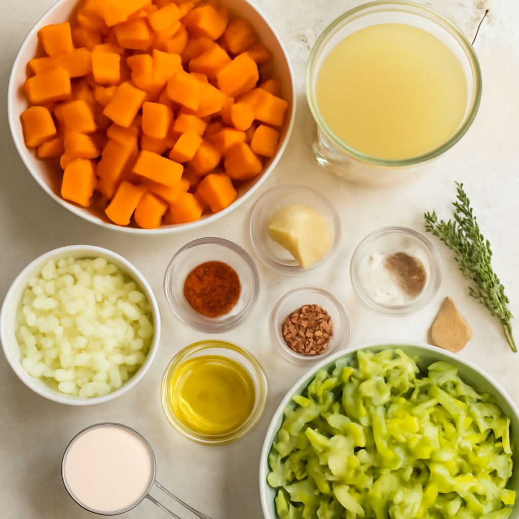 Butternut squash leek soup and beef stew with butternut squash