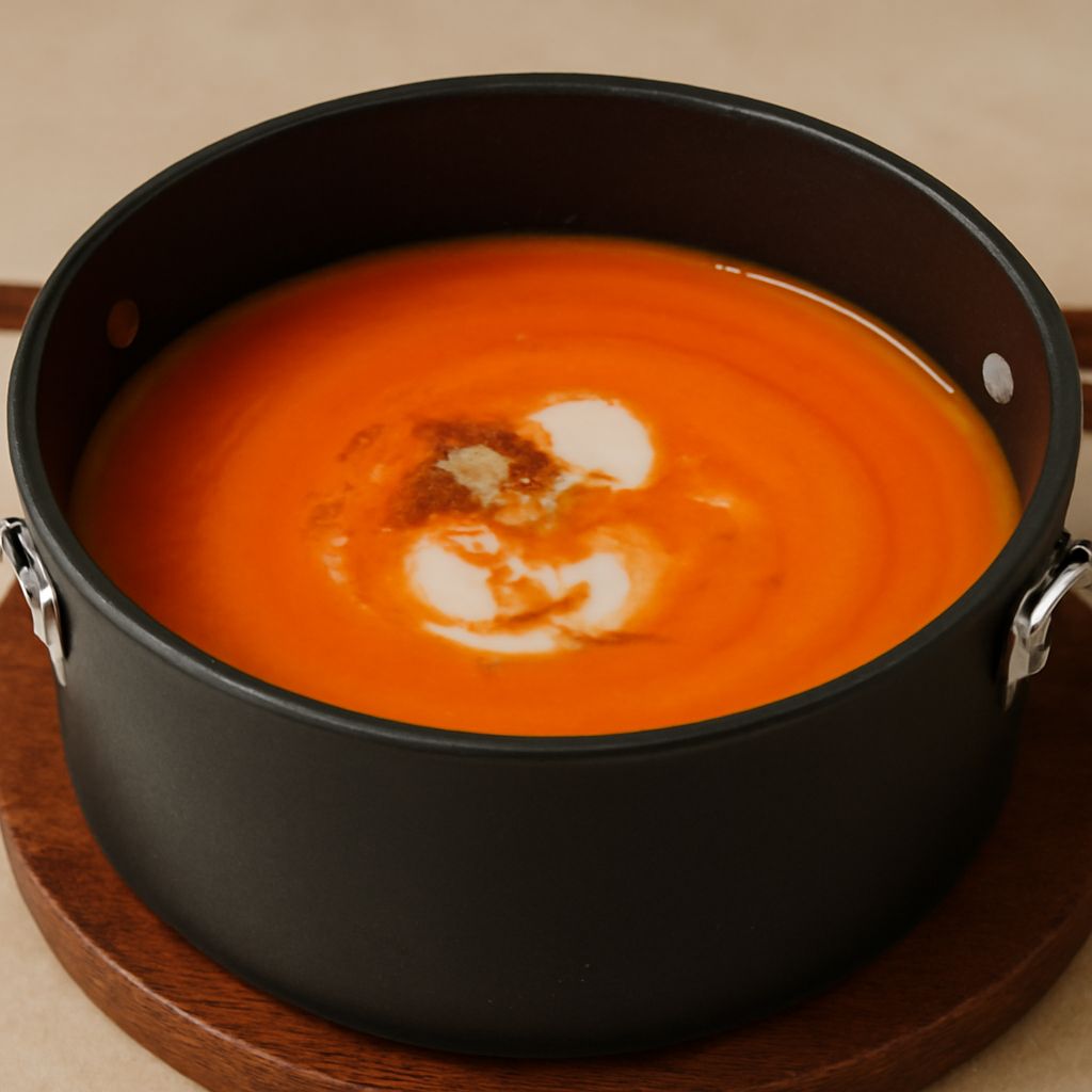 A bowl of creamy carrot soup and crock pot carrot soup