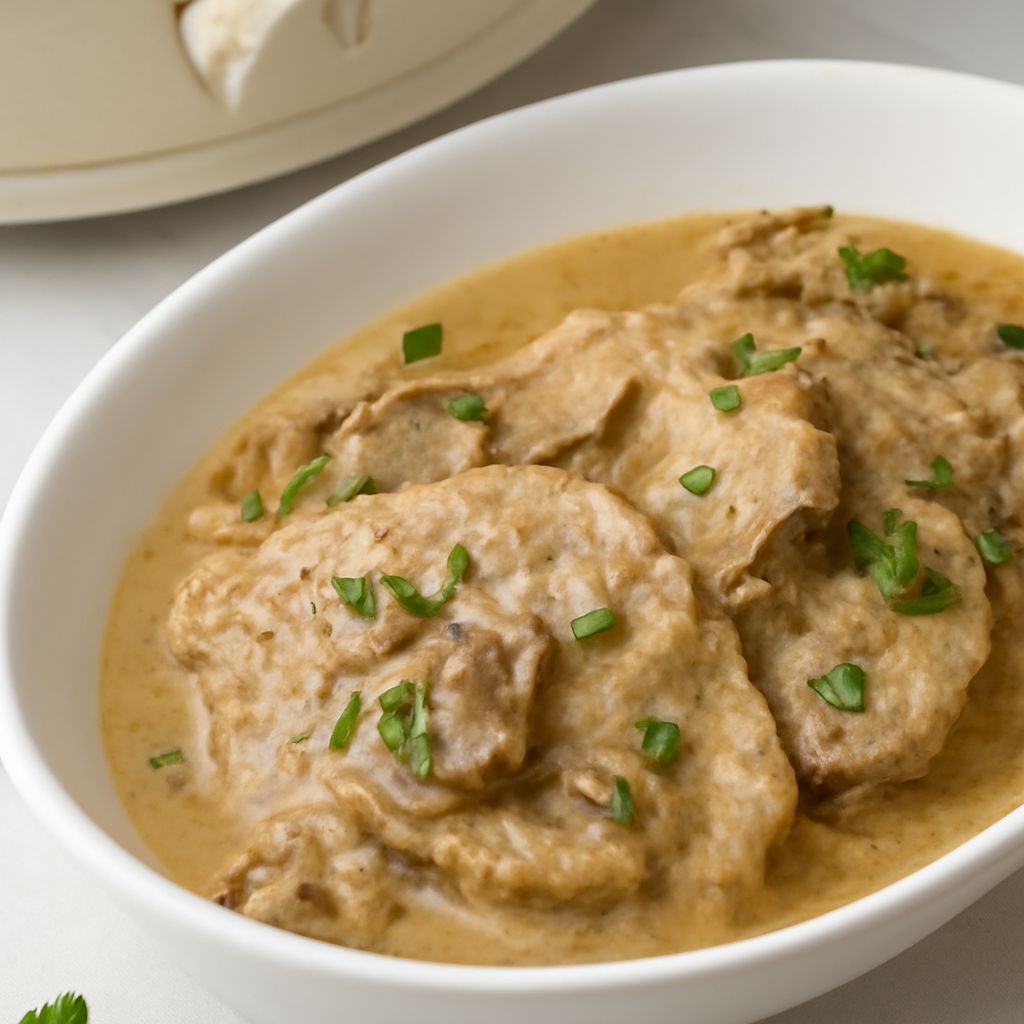 Crock pot pork chops with mushroom soup and crock pot seasoning
