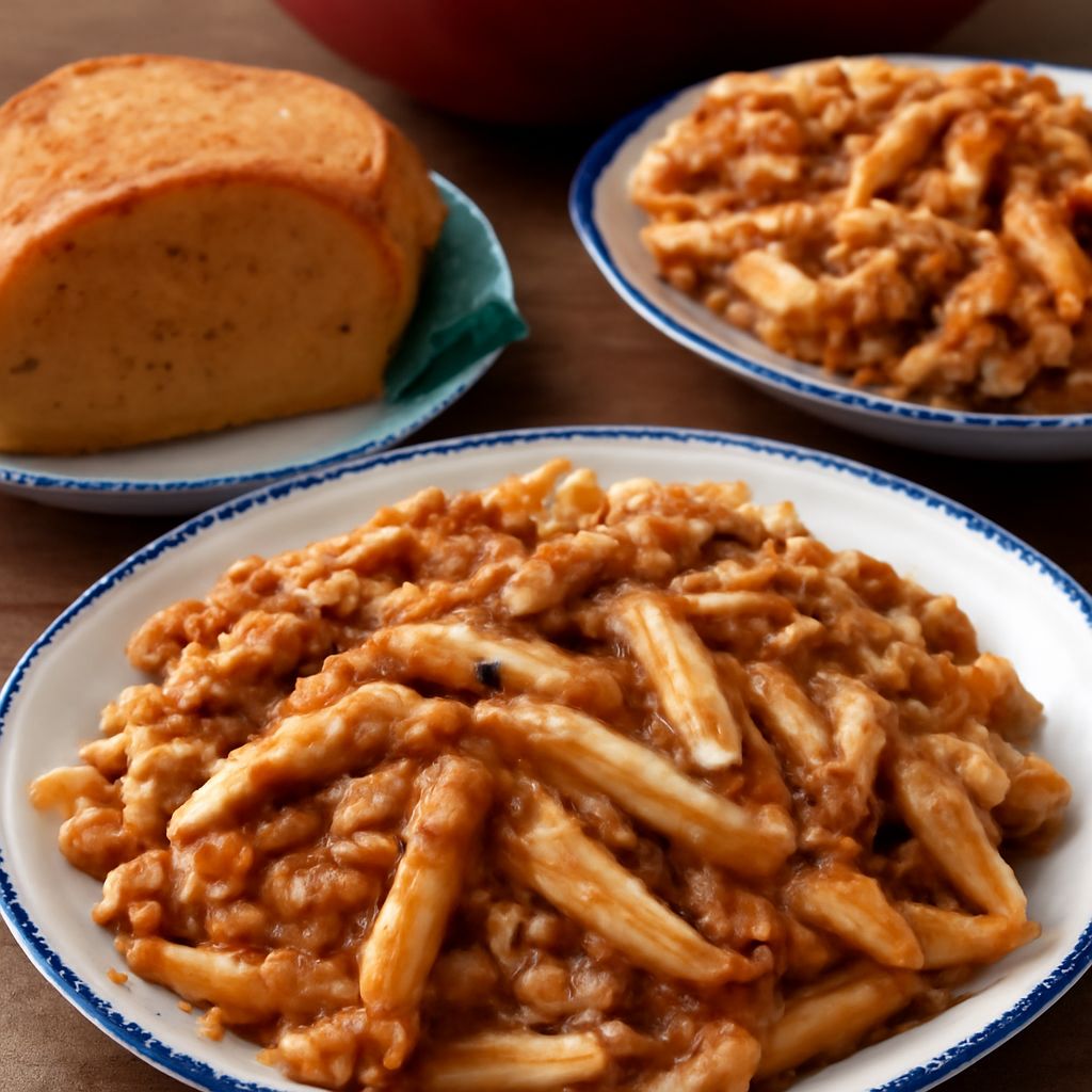 Minestrone soup with beef and lasagna with meat sauce