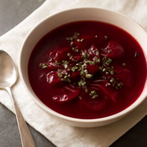 A bowl of polish beet soup and other polish soups