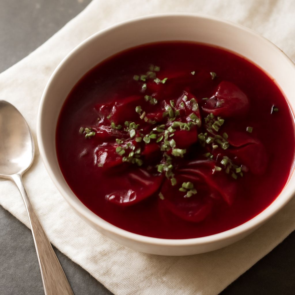 A bowl of polish beet soup and other polish soups