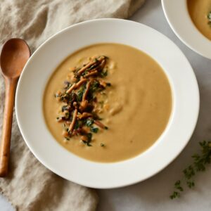 Delicious potato mushroom soup and beef mushroom soup