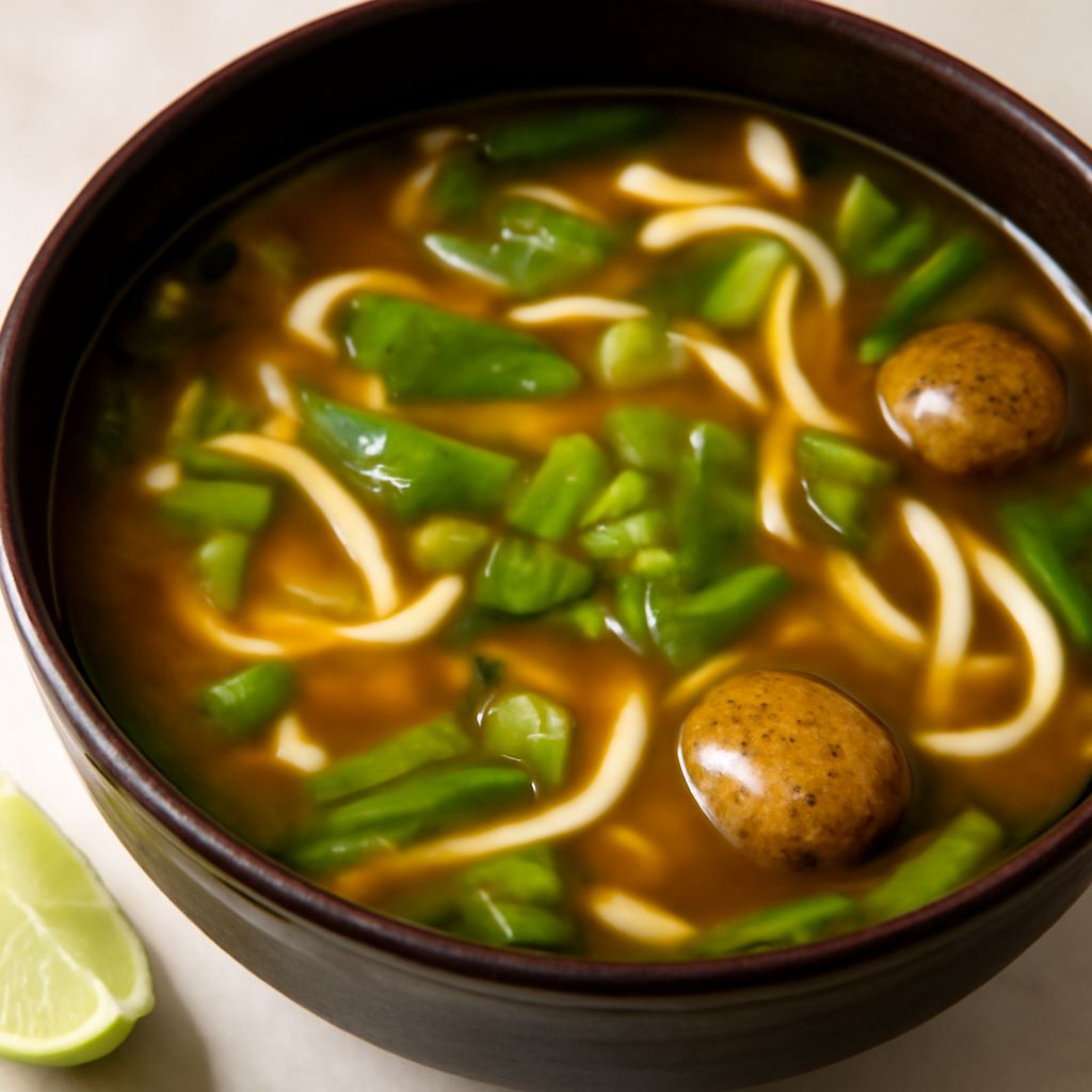Vegetable udon soup and beef brisket noodle soup