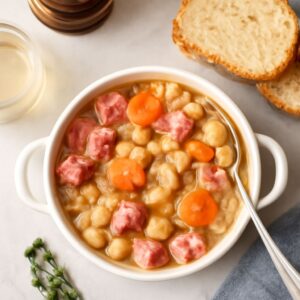 Old fashioned ham and bean soup and ham vegetable soup