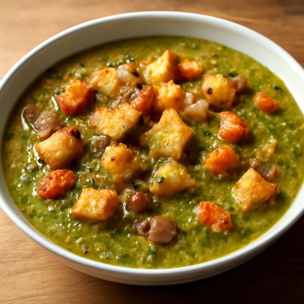 Delicious soups at a soup and salad restaurant including split pea soup without ham and split pea and bacon soup