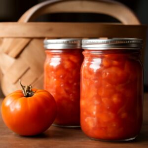 Water bath canning tomato sauce and red wine shallot sauce