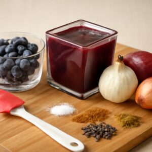 A variety of sauces including honey barbecue sauce and blueberry barbecue sauce
