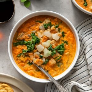 A bowl of orzo soup with elements of Cajun soup recipes and rutabaga soup recipes