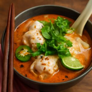 Shrimp wonton soup and beef wonton soup