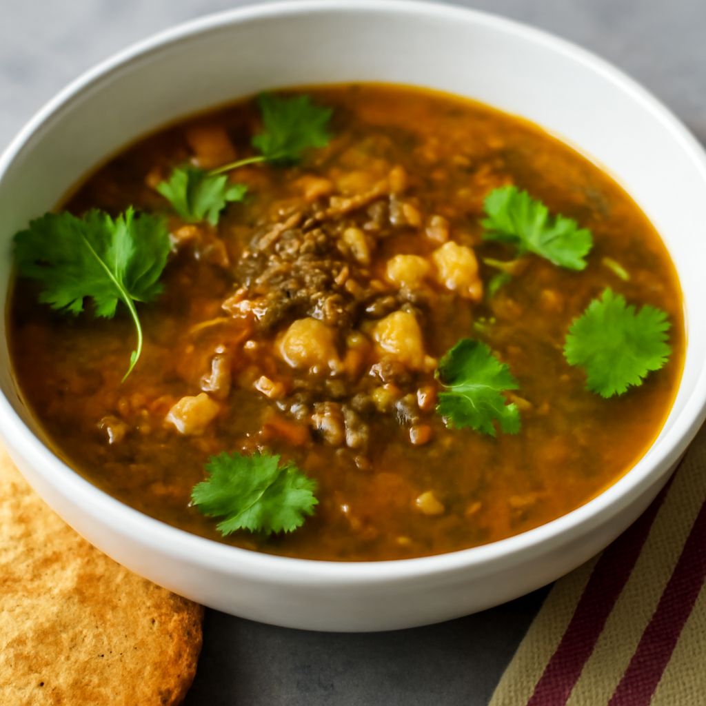 A delicious bowl of harira and salami soups