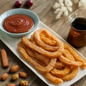 white chocolate sauce and chocolate sauce for churros