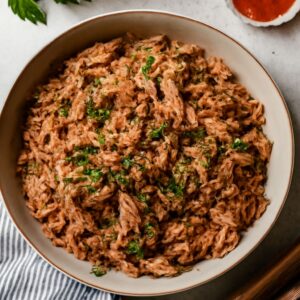 Kalua pork sauce and shredded pork with Peking sauce